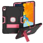 For iPad Pro 11 Contrast Color Silicone + PC Combination Case with Holder(Black + Rose Red) - 1