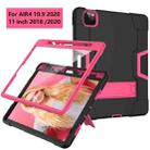 For iPad Pro 11 Contrast Color Silicone + PC Combination Case with Holder(Black + Rose Red) - 2