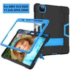 For iPad Pro 11 Contrast Color Silicone + PC Combination Case with Holder(Black + Blue) - 2