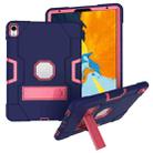 For iPad Pro 11 Contrast Color Silicone + PC Combination Case with Holder(Navy Blue + Rose Red) - 1