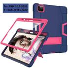 For iPad Pro 11 Contrast Color Silicone + PC Combination Case with Holder(Navy Blue + Rose Red) - 2