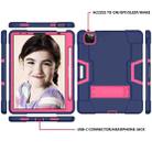 For iPad Pro 11 Contrast Color Silicone + PC Combination Case with Holder(Navy Blue + Rose Red) - 3