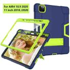 For iPad Pro 11 Contrast Color Silicone + PC Combination Case with Holder(Navy Blue +Olivine) - 2