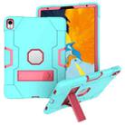 For iPad Pro 11 Contrast Color Silicone + PC Combination Case with Holder(Aqua + Rose Red) - 1