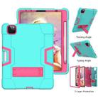 For iPad Pro 11 Contrast Color Silicone + PC Combination Case with Holder(Aqua + Rose Red) - 2