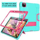 For iPad Pro 11 Contrast Color Silicone + PC Combination Case with Holder(Aqua + Rose Red) - 3