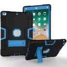 For iPad Air Contrast Color Silicone + PC Combination Case with Holder(Black + Blue) - 1