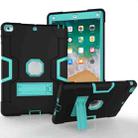For iPad Air Contrast Color Silicone + PC Combination Case with Holder(Black + Aqua) - 1