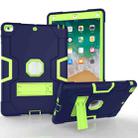 For iPad Air Contrast Color Silicone + PC Combination Case with Holder(Navy Blue +Olivine) - 1