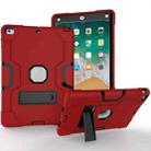 For iPad Air Contrast Color Silicone + PC Combination Case with Holder(Red + Black) - 1