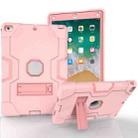 For iPad Air Contrast Color Silicone + PC Combination Case with Holder(Rose Gold) - 1