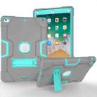 For iPad Air Contrast Color Silicone + PC Combination Case with Holder(Grey + Aqua) - 1