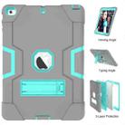 For iPad Air Contrast Color Silicone + PC Combination Case with Holder(Grey + Aqua) - 6