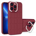 For iPhone 13 Cube Lens Holder TPU + PC Phone Case(Wine Red) - 1