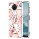 For Nokia G10 / G20 Electroplating Splicing Marble Flower Pattern TPU Shockproof Phone Case(Pink Flower) - 1