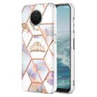 For Nokia G10 / G20 Electroplating Splicing Marble Flower Pattern TPU Shockproof Phone Case(Crown) - 1