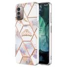 For Nokia G21 / G11 Electroplating Splicing Marble Flower Pattern TPU Shockproof Phone Case(Crown) - 1