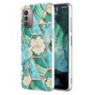 For Nokia G21 / G11 Electroplating Splicing Marble Flower Pattern TPU Shockproof Phone Case(Blue Flower) - 1