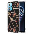 For OPPO Realme 9 Pro+ 5G Electroplating Splicing Marble Flower Pattern TPU Shockproof Phone Case(Black Flower) - 1