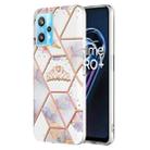 For OPPO Realme 9 Pro+ 5G Electroplating Splicing Marble Flower Pattern TPU Shockproof Phone Case(Crown) - 1