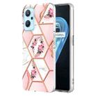 For OPPO Realme 9i / A36/A96 4G Electroplating Splicing Marble Flower Pattern TPU Shockproof Phone Case(Pink Flower) - 1
