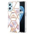 For OPPO Realme 9i /A36/A96 4G Electroplating Splicing Marble Flower Pattern TPU Shockproof Phone Case(Crown) - 1