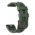 For Garmin Fenix 7 / 6 Pro / 5 Plus 22mm Black Buckle Silicone Watch Band(Army Green) - 1