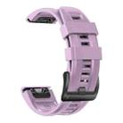 For Garmin Fenix 7 / 6 Pro / 5 Plus 22mm Black Buckle Silicone Watch Band(Light Purple) - 1