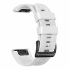 For Garmin Fenix 7X / 6X / 5X 26mm Black Buckle Silicone Watch Band(White) - 1