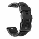 For Garmin Fenix 7X / 6X / 5X 26mm Black Buckle Silicone Watch Band(Black) - 1