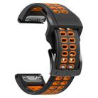 For Garmin Fenix 6X Quick Release Double Row Silicone Watch Band(Black Orange) - 1