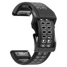 For Garmin Fenix 6X Quick Release Double Row Silicone Watch Band(Black Grey) - 1