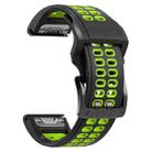 For Garmin Fenix 6X Quick Release Double Row Silicone Watch Band(Black Lime Green) - 1