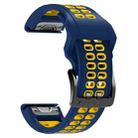 For Garmin Fenix 6X Quick Release Double Row Silicone Watch Band(Midnight Blue Yellow) - 1