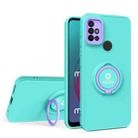 For Motorola Moto G10 / G20 / G30 Eagle Eye Ring Holder Phone Case(Light Green + Purple) - 1