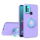 For Motorola Moto G10 / G20 / G30 Eagle Eye Ring Holder Phone Case(Purple + Light Green) - 1