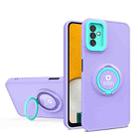 For Samsung Galaxy A13 5G Eagle Eye Ring Holder Phone Case(Purple + Light Green) - 1