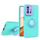 For Xiaomi 11T / 11T Pro Eagle Eye Ring Holder Phone Case(Light Green + Purple) - 1