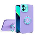 For iPhone 11 Eagle Eye Ring Holder Phone Case (Purple + Light Green) - 1