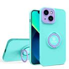 For iPhone 13 Eagle Eye Ring Holder Phone Case(Light Green + Purple) - 1