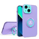 For iPhone 13 Eagle Eye Ring Holder Phone Case(Purple + Light Green) - 1