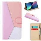 Tricolor Stitching Horizontal Flip Leather Phone Case For iPhone 13 mini(Pink) - 1