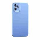 For iPhone 12 Metal Lens Liquid Silicone Phone Case(Blue) - 1