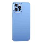 For iPhone 12 Pro Metal Lens Liquid Silicone Phone Case(Blue) - 1