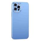 For iPhone 12 Pro Max Metal Lens Liquid Silicone Phone Case(Blue) - 1