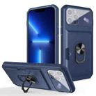 Card Ring Holder PC + TPU Phone Case For iPhone 13 Pro Max(Blue) - 1