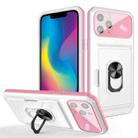 Card Ring Holder PC + TPU Phone Case For iPhone 12 Pro(White+Pink) - 1