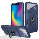 Card Ring Holder PC + TPU Phone Case For iPhone 12 Pro(Blue) - 1