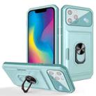 Card Ring Holder PC + TPU Phone Case For iPhone 12 Pro(Light Green) - 1