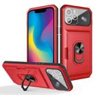 Card Ring Holder PC + TPU Phone Case For iPhone 12 Pro Max(Red+Black) - 1